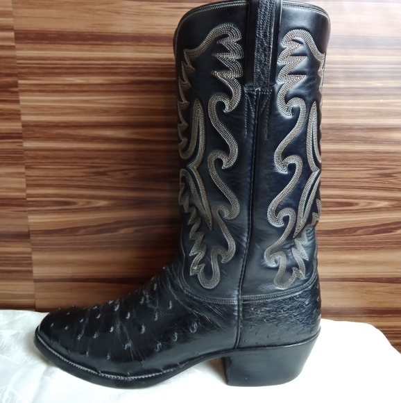 Lucchese Black Ostrich Boots Sz 10B - Picture 5 of 12
